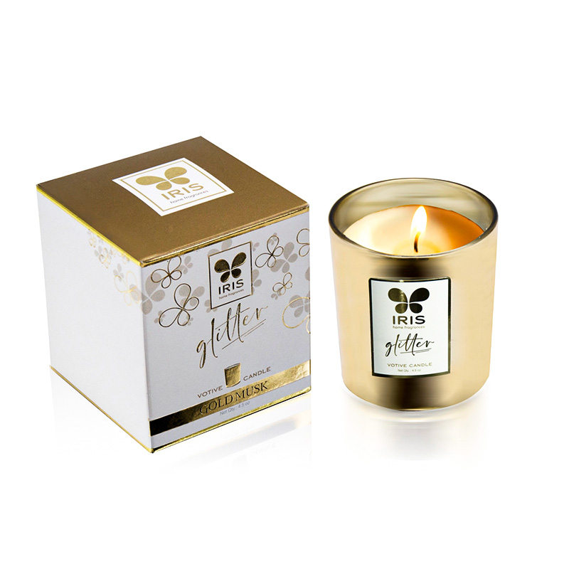 IRIS Gold Glass Candle